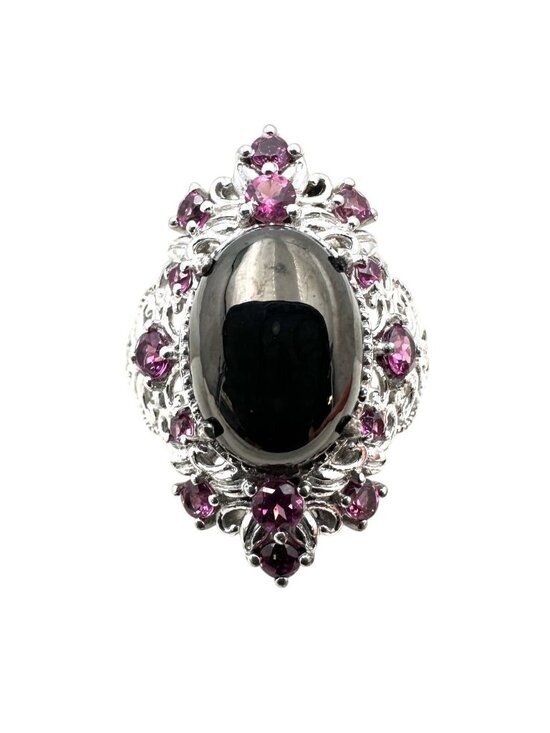 Chuck Celmency Jewelry - Chuck Celmency Black & Pink Gemstone Statement Ring Sterling Silver Size 6